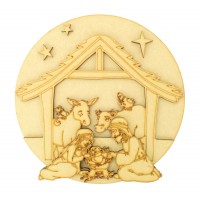 Laser Cut 3D Detailed Layered Christmas Circle Plaque - Nativity Scene
